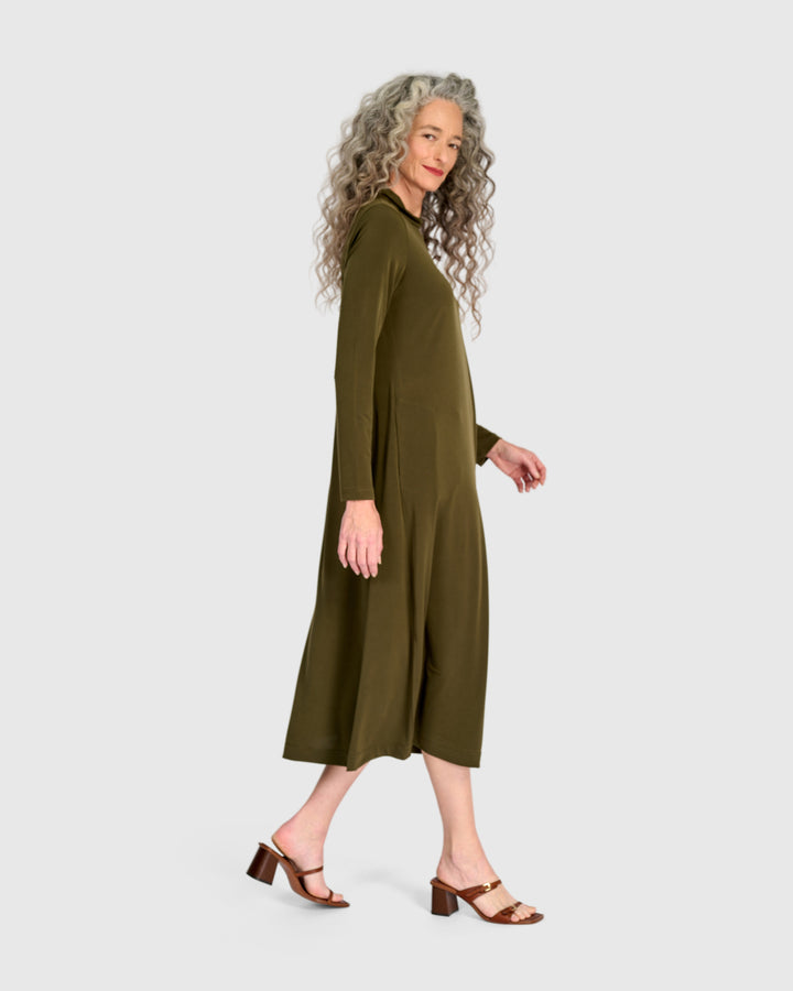 Essential Slinky A-line Dress, Khaki