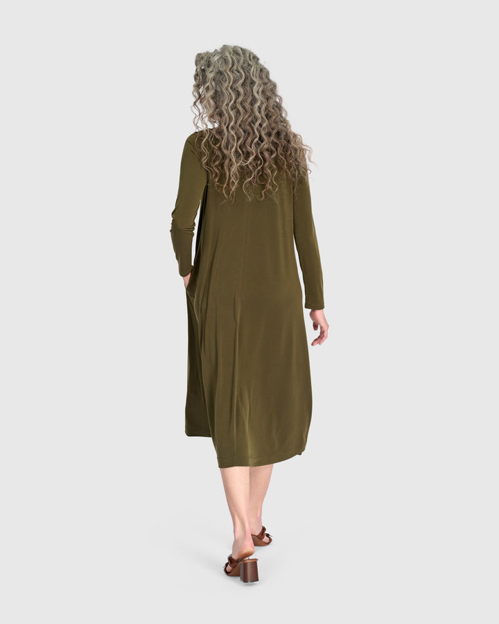 Essential Slinky A-line Dress, Khaki