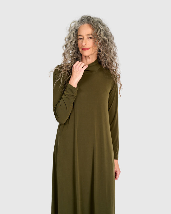 Essential Slinky A-line Dress, Khaki