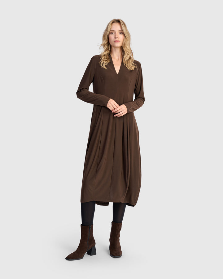 Essential Slinky Cocoon Dress, Sepia