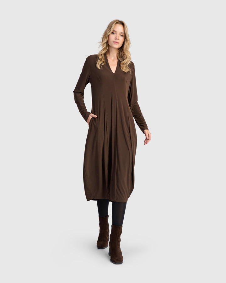 Essential Slinky Cocoon Dress, Sepia