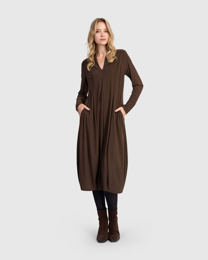 Essential Slinky Cocoon Dress, Sepia