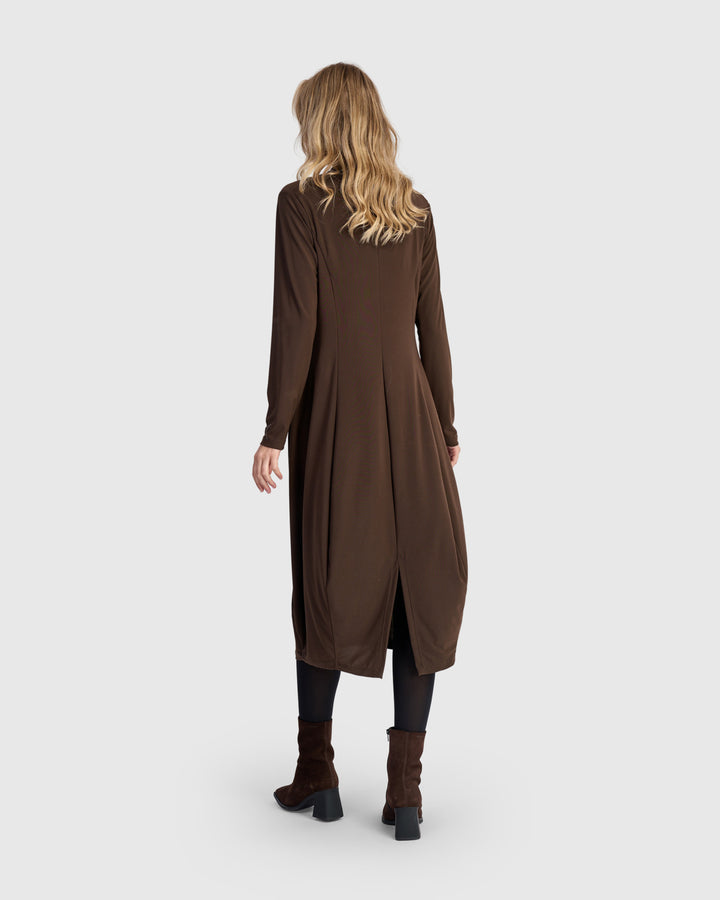 Essential Slinky Cocoon Dress, Sepia
