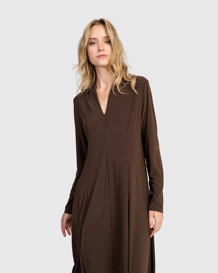 Essential Slinky Cocoon Dress, Sepia