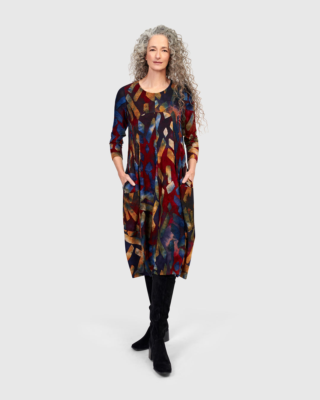 Dayglow Crew Cocoon Dress, Abstract