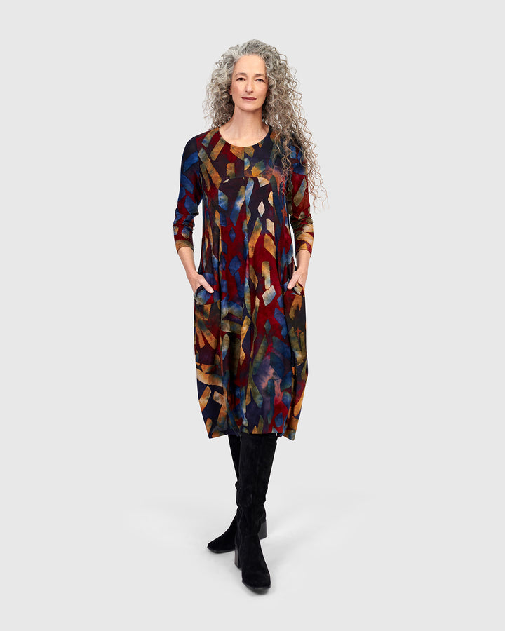 Dayglow Crew Cocoon Dress, Abstract