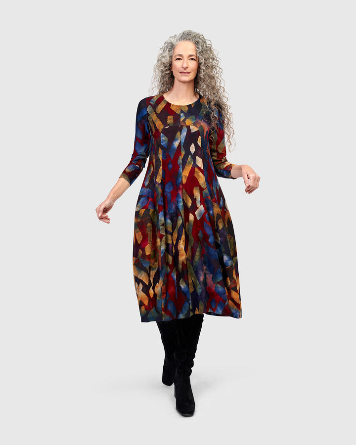 Dayglow Crew Cocoon Dress, Abstract