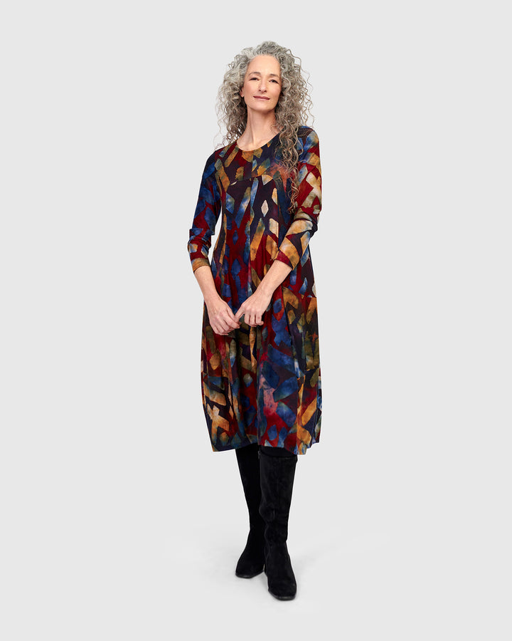 Dayglow Crew Cocoon Dress, Abstract