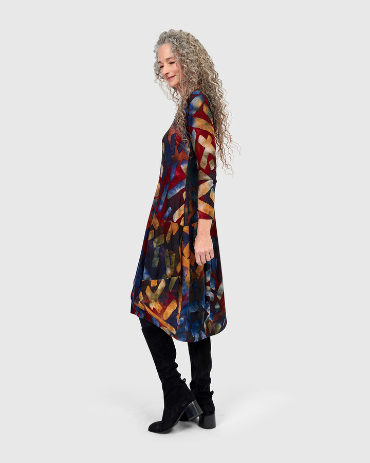 Dayglow Crew Cocoon Dress, Abstract