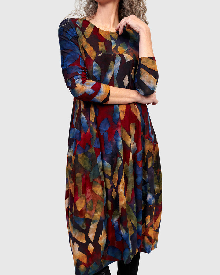 Dayglow Crew Cocoon Dress, Abstract