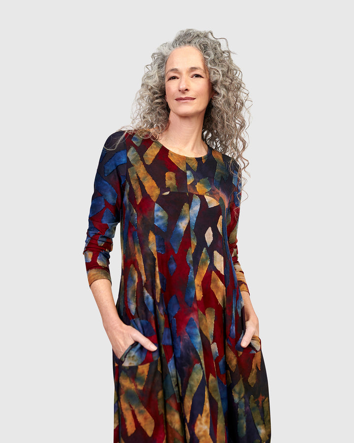 Dayglow Crew Cocoon Dress, Abstract
