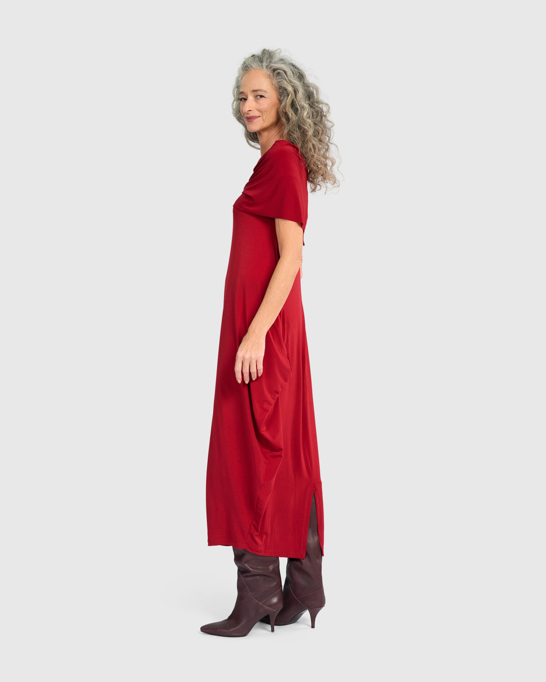 Essential Slinky Savoir Dress, Garnet