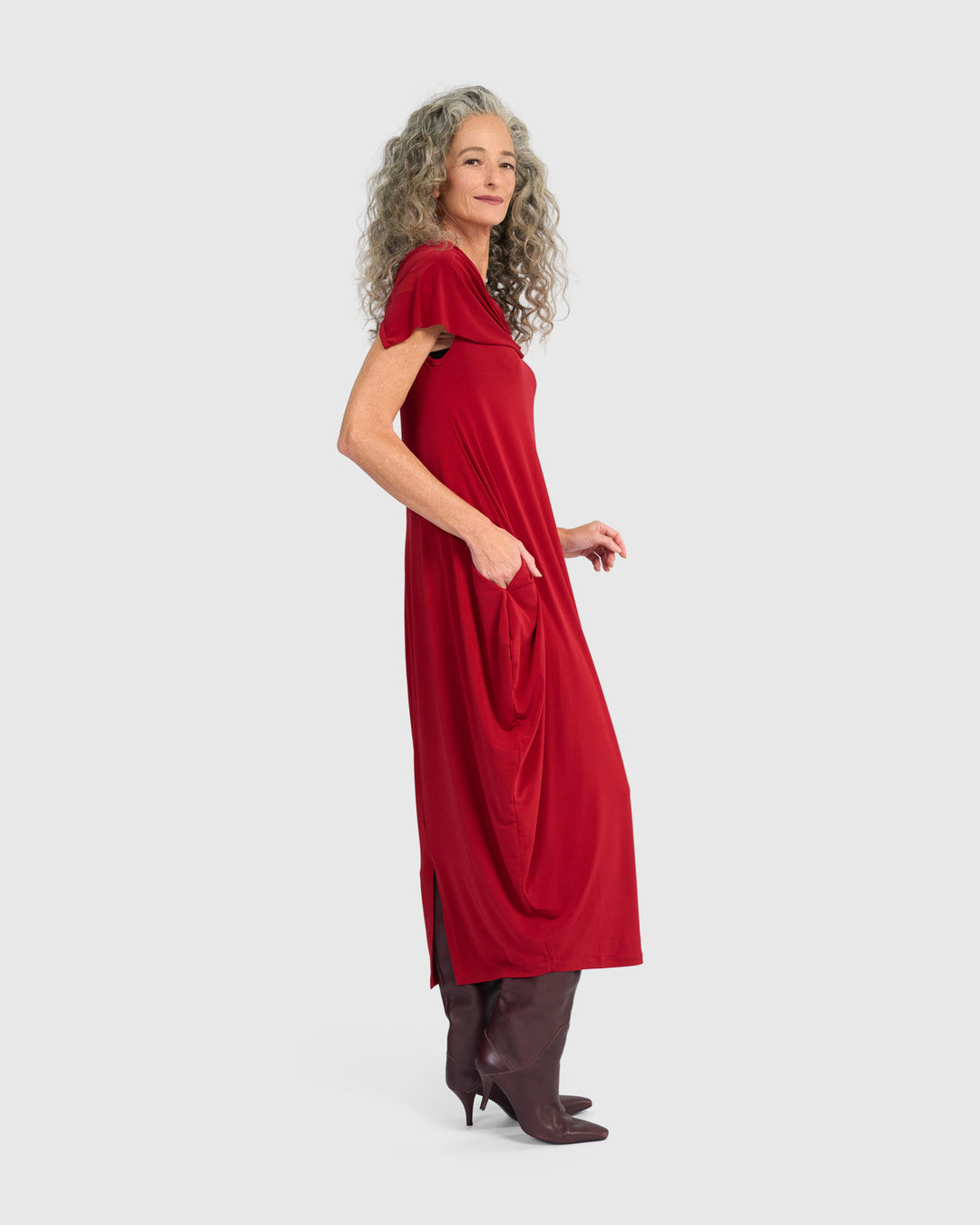 Essential Slinky Savoir Dress, Garnet