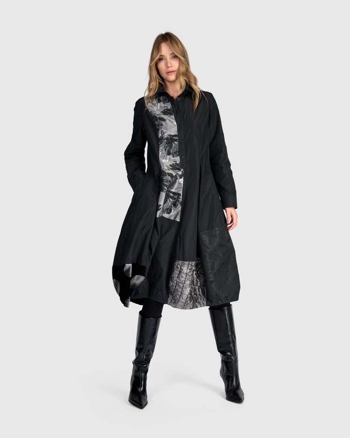 Parlour Swish Shirtdress, Black/Silver
