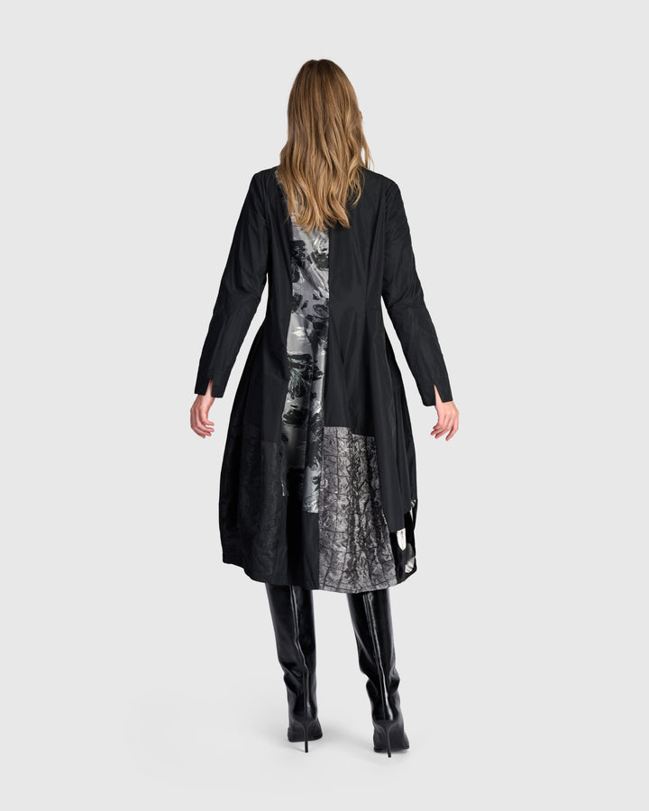 Parlour Swish Shirtdress, Black/Silver