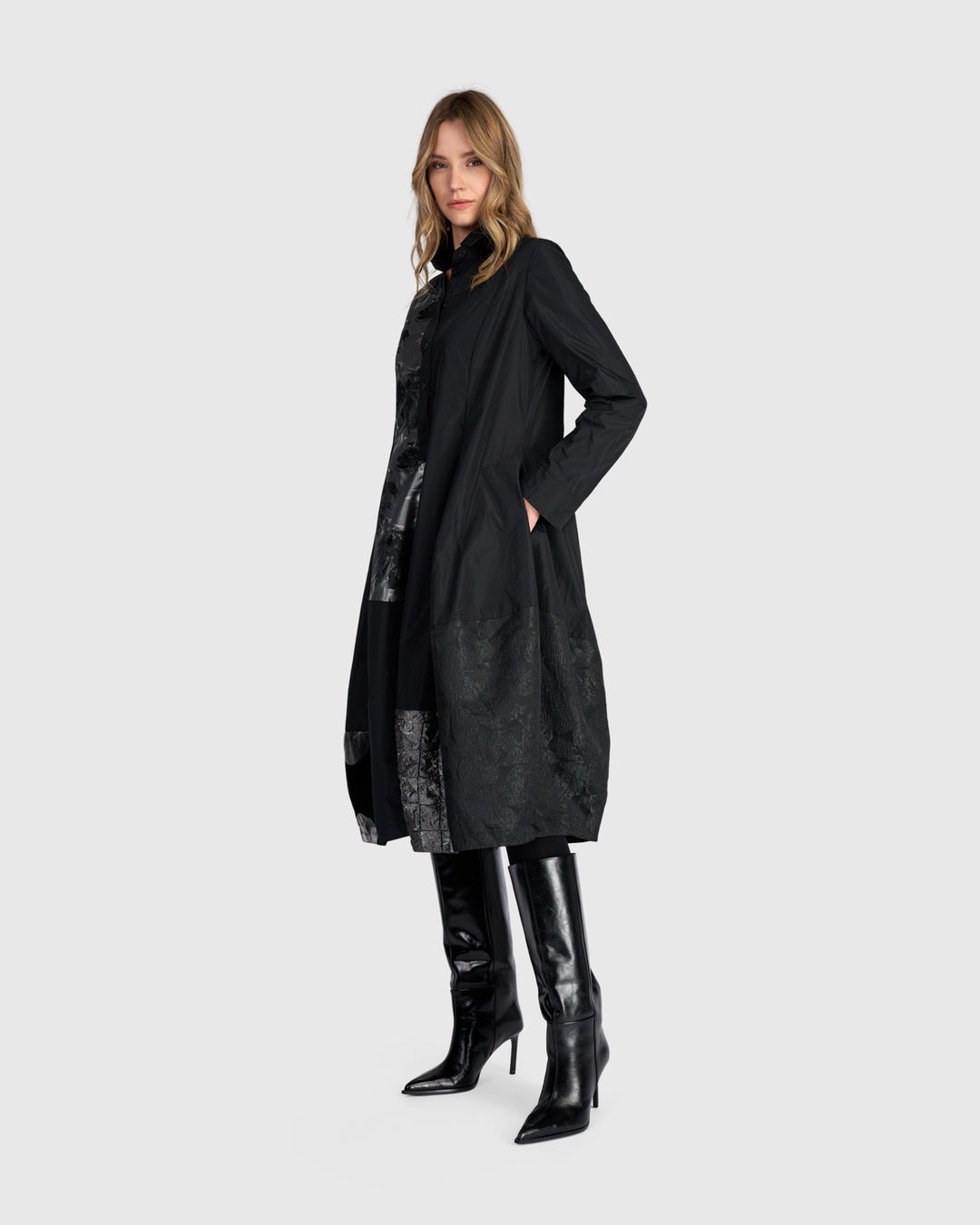Parlour Swish Shirtdress, Black/Silver