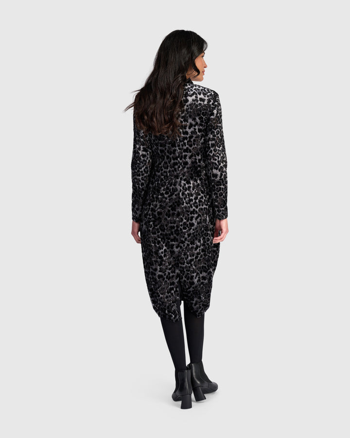 Luminary Cocoon Dress, Pewter Leopard