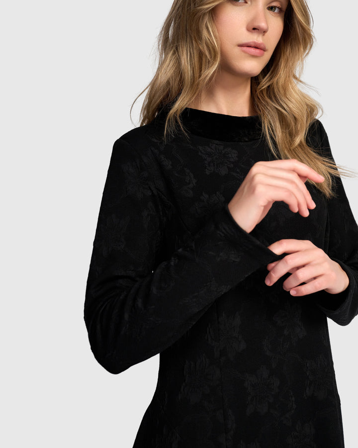 Locket Dress, Black Flora