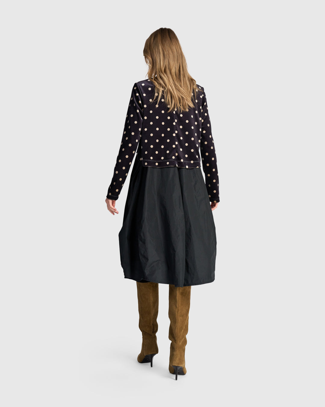 Starfall Cardi Dress, Black/Dots