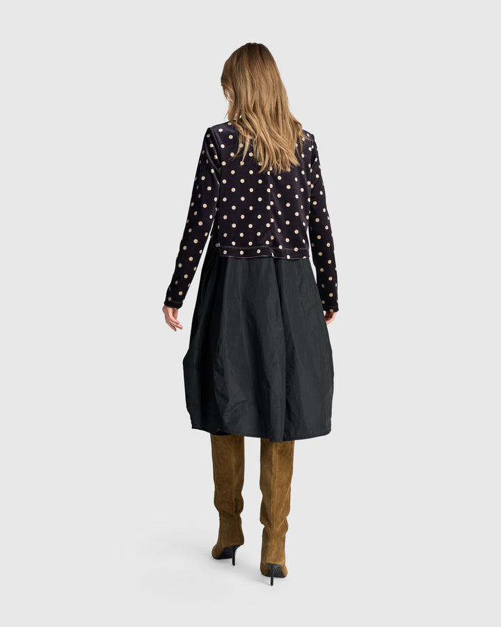 Starfall Cardi Dress, Black/Dots