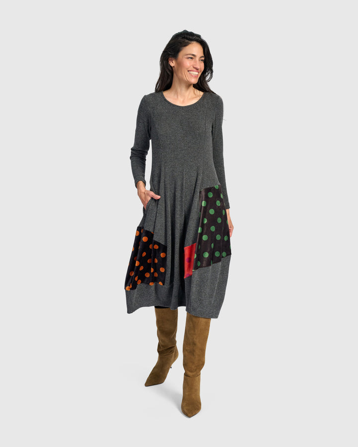 Moxie Cocoon Dress, Carbon/Dots