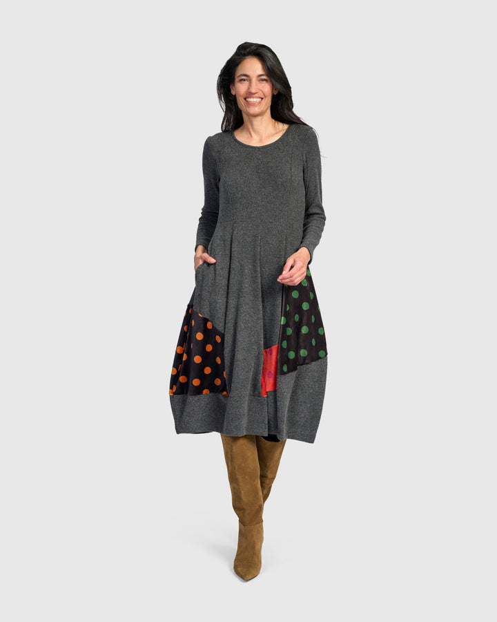 Moxie Cocoon Dress, Carbon/Dots