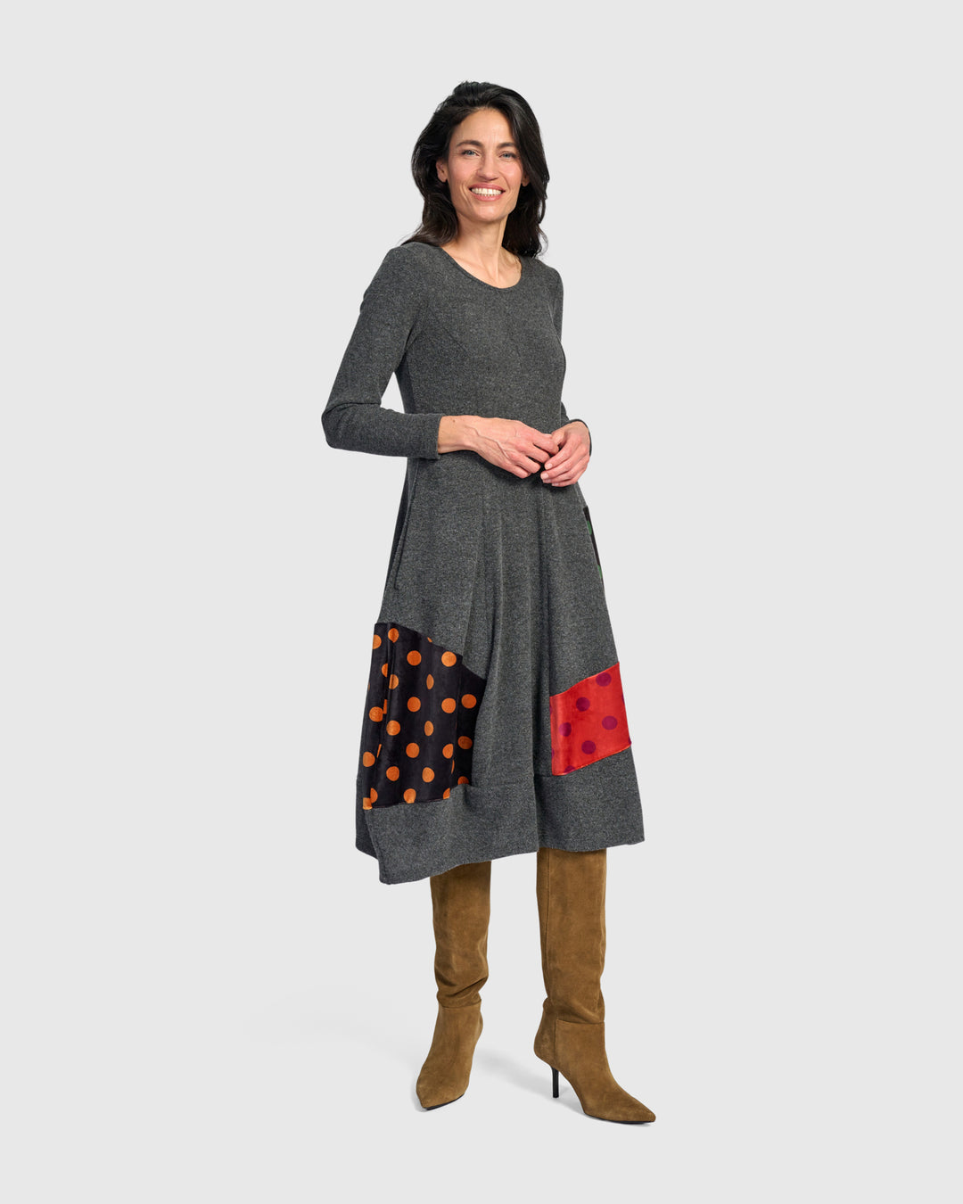 Moxie Cocoon Dress, Carbon/Dots
