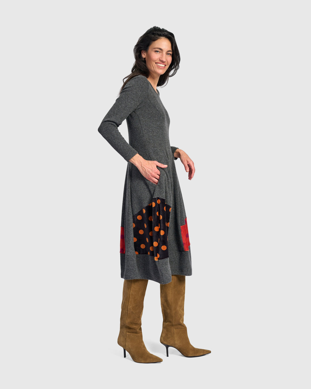 Moxie Cocoon Dress, Carbon/Dots