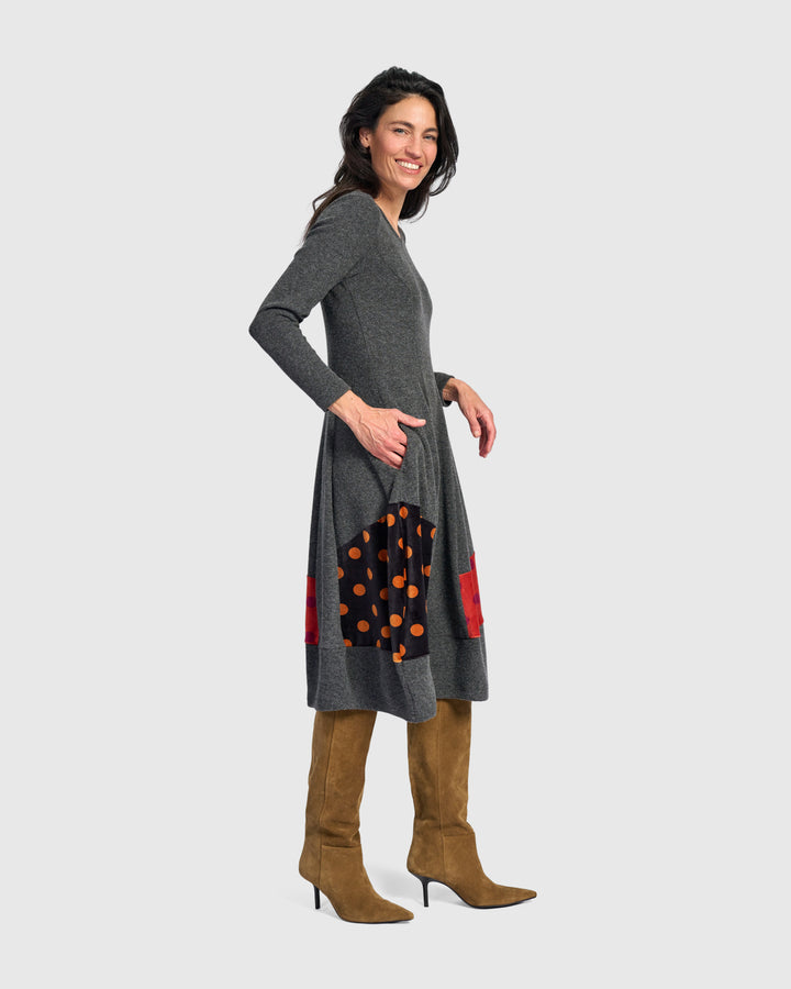 Moxie Cocoon Dress, Carbon/Dots