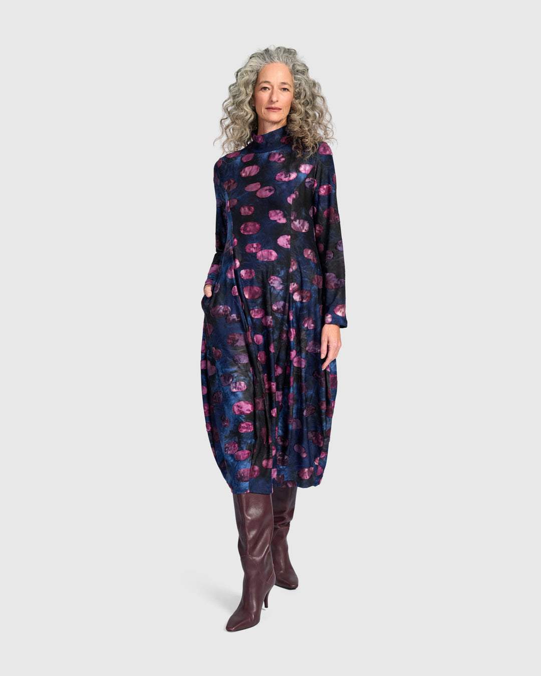 Jubilee Cocoon Dress, Midnight/Wine