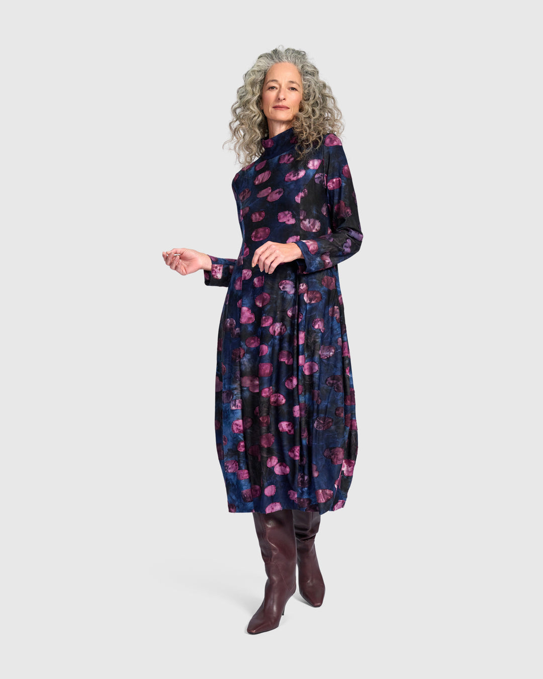 Jubilee Cocoon Dress, Midnight/Wine