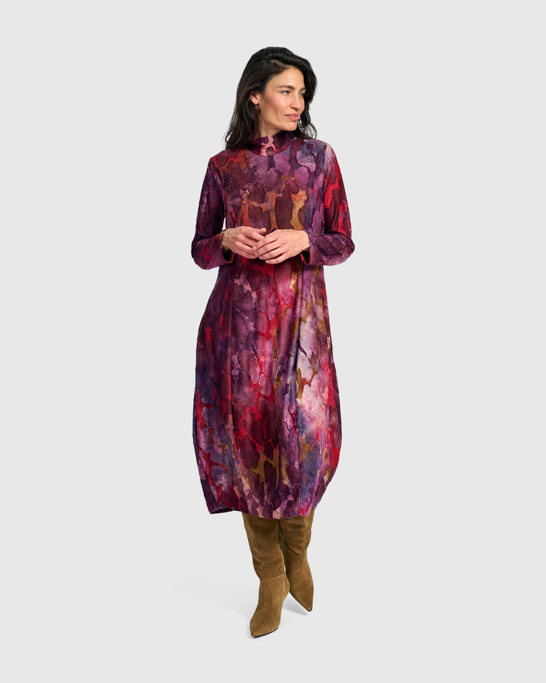 Jubilee Cocoon Dress, Wine Mix