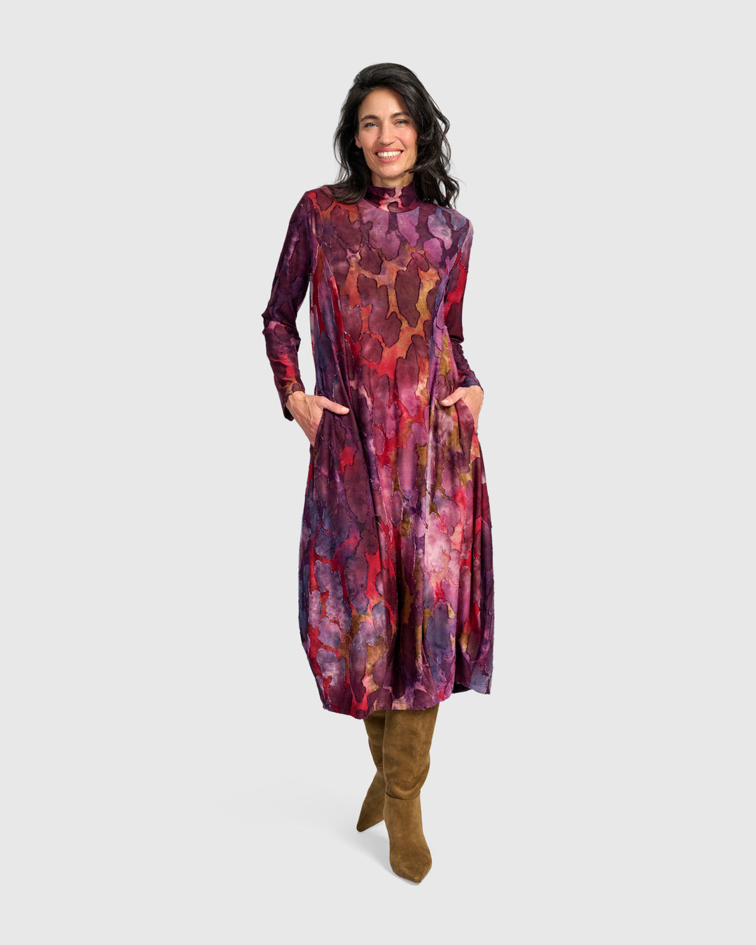 Jubilee Cocoon Dress, Wine Mix