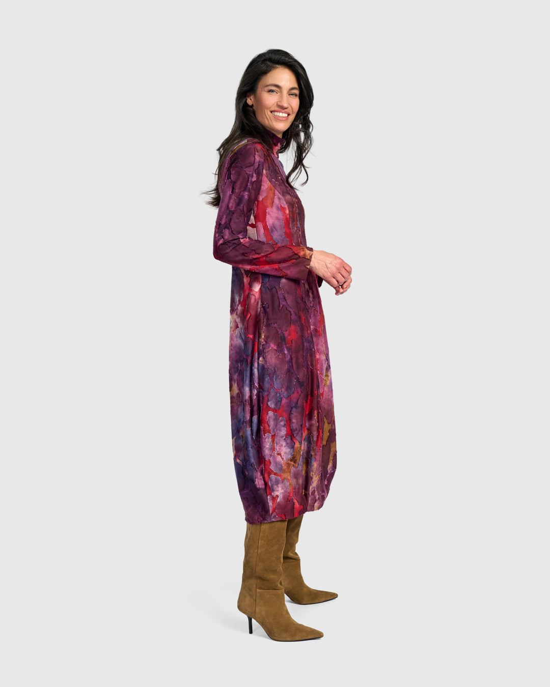 Jubilee Cocoon Dress, Wine Mix