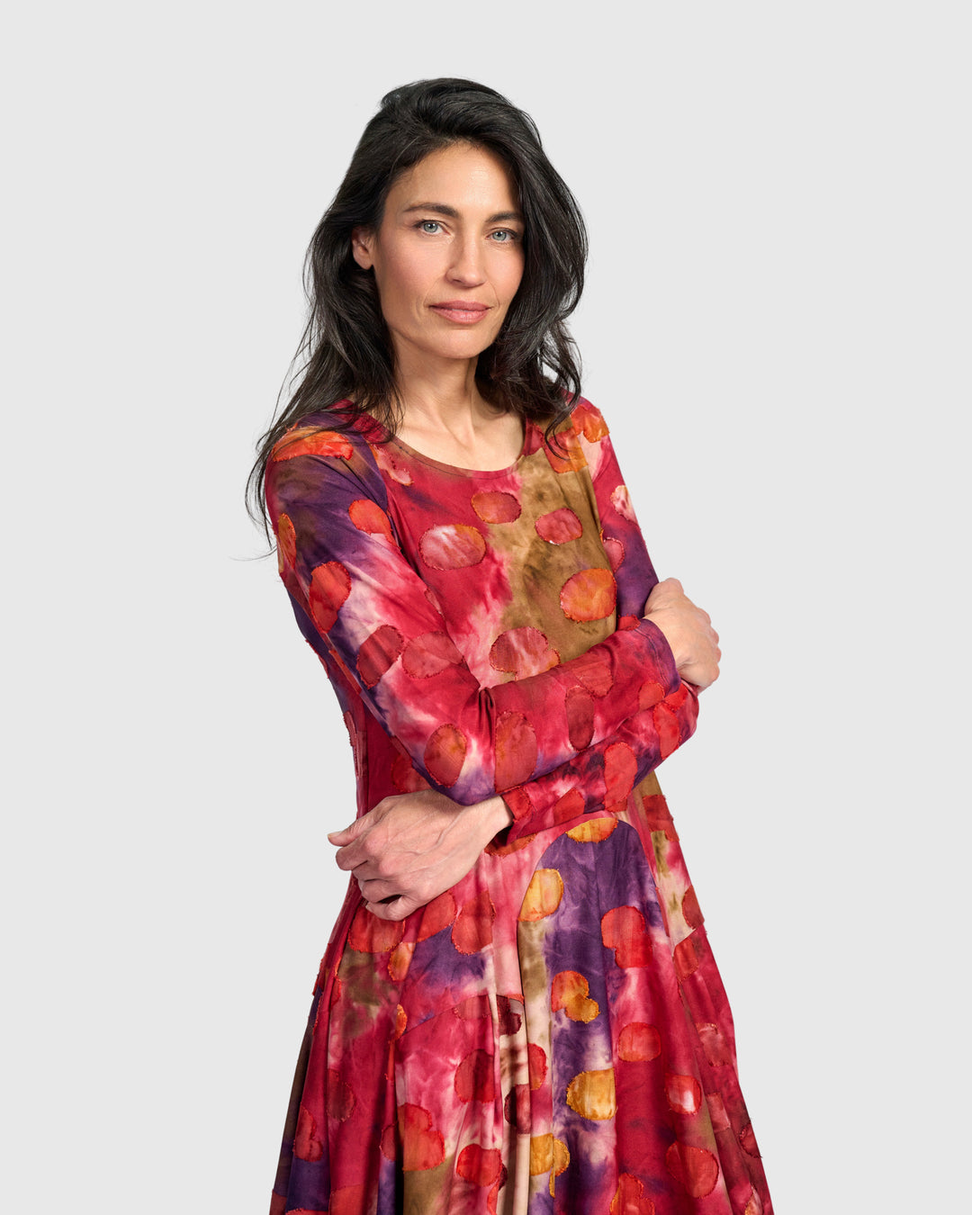Calliope Crew Cocoon Dress, Berry Mix