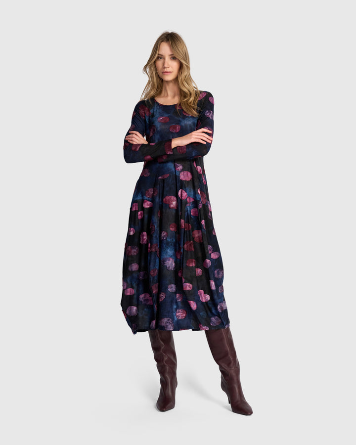 Calliope Crew Cocoon Dress, Midnight/Wine