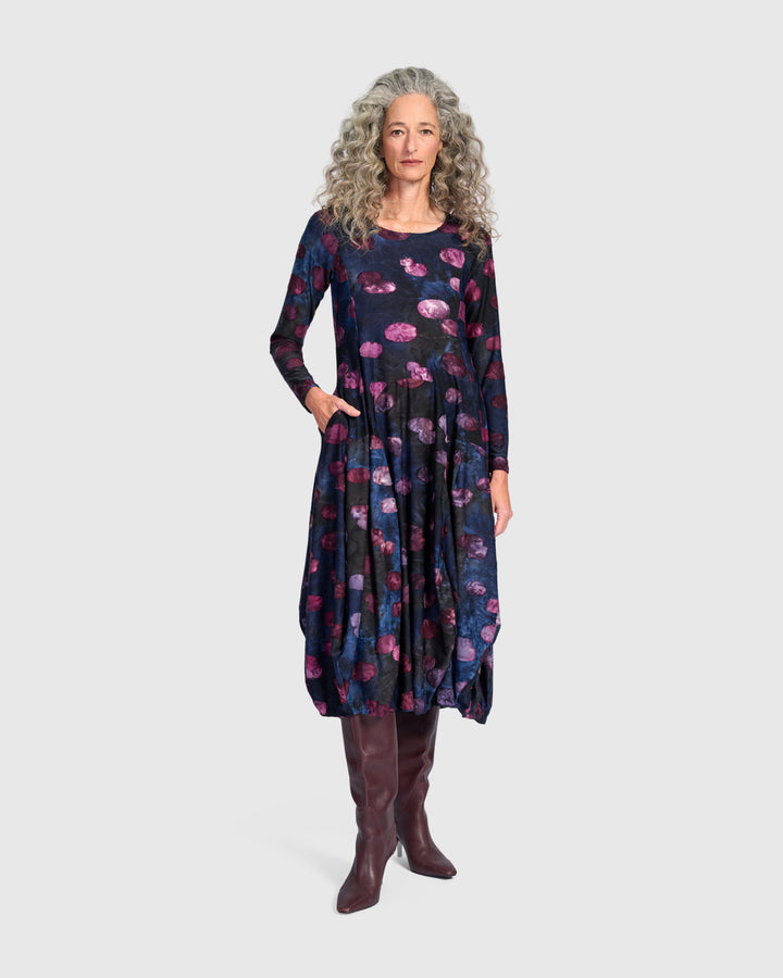 Calliope Crew Cocoon Dress, Midnight/Wine