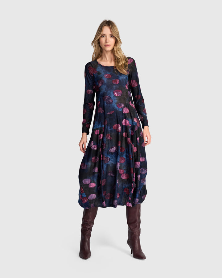 Calliope Crew Cocoon Dress, Midnight/Wine