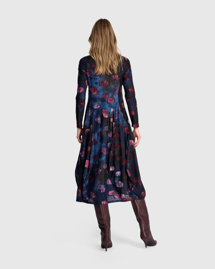 Calliope Crew Cocoon Dress, Midnight/Wine