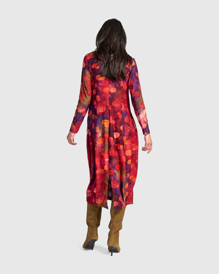 Festoon V-Neck Cocoon Dress, Berry Mix