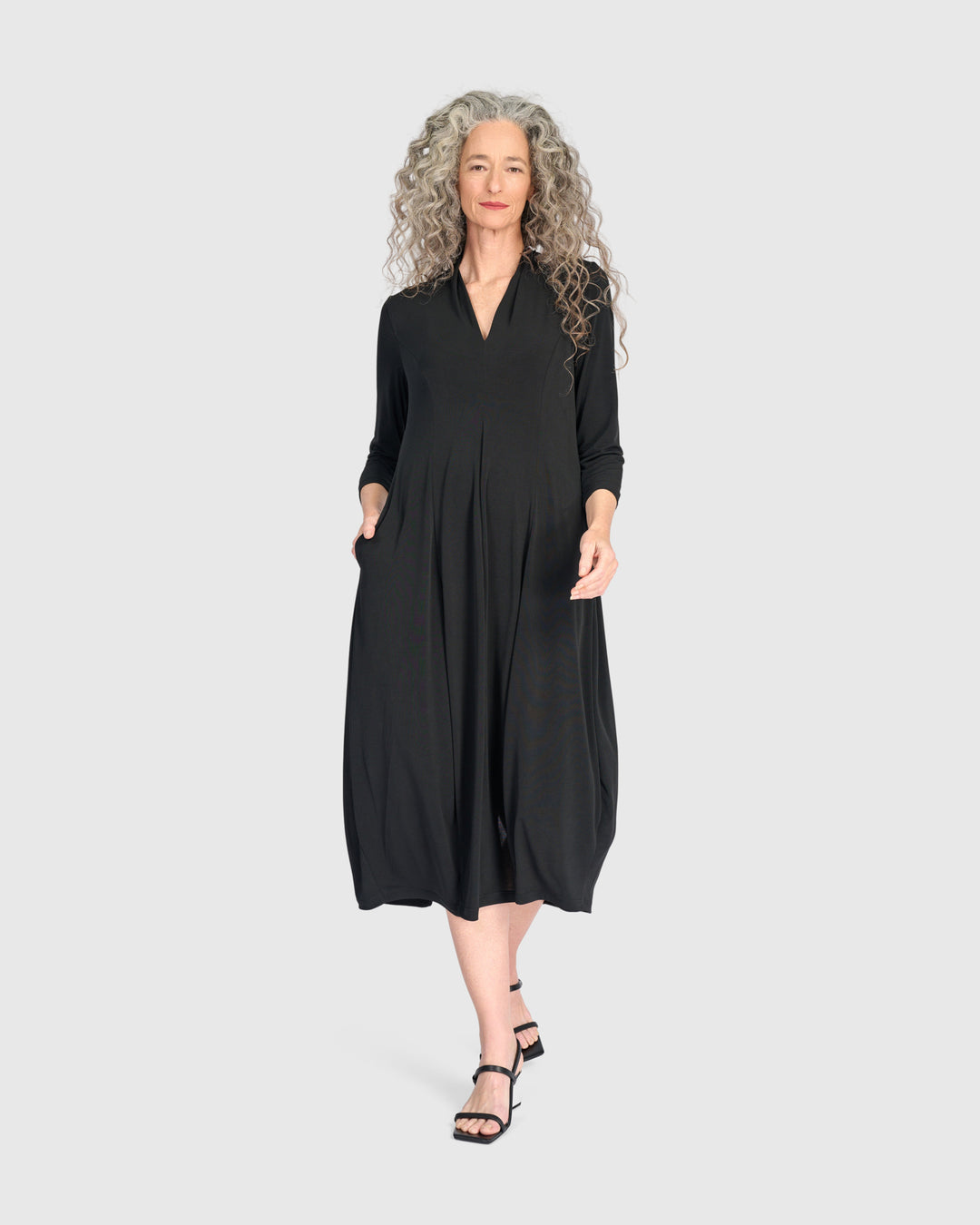 Essential 3/4 Sleeve Slinky Cocoon Dress, Black Alembika U.S. Essential 3/4 Sleeve Slinky Cocoon Dress, Black Alembika U.S.