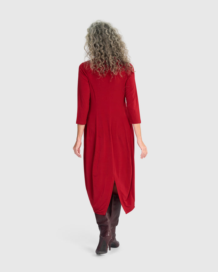 Essential 3/4 Sleeve Slinky Cocoon Dress, Garnet