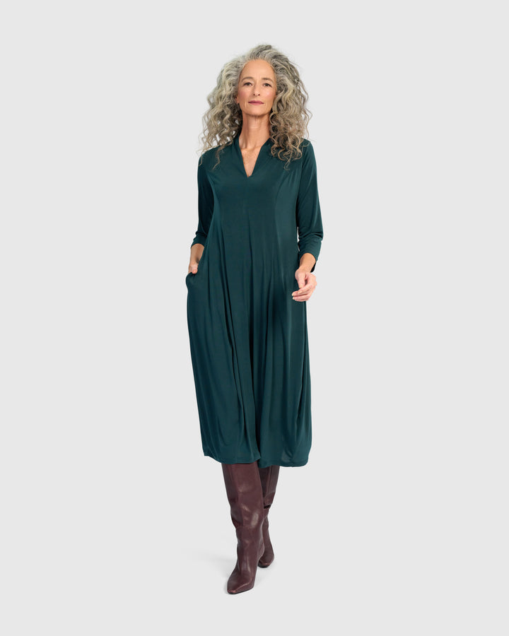 Essential 3/4 Sleeve Slinky Cocoon Dress, Teal