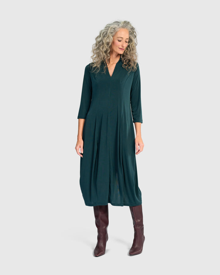 Essential 3/4 Sleeve Slinky Cocoon Dress, Teal