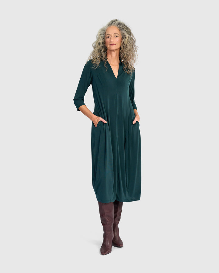 Essential 3/4 Sleeve Slinky Cocoon Dress, Teal