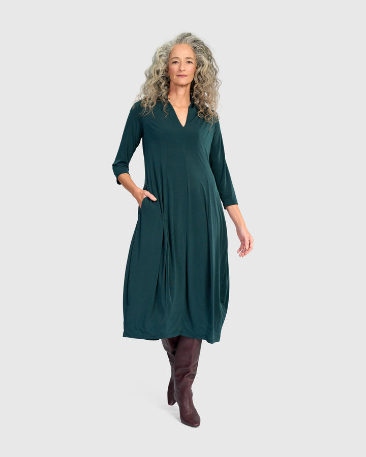Essential 3/4 Sleeve Slinky Cocoon Dress, Teal