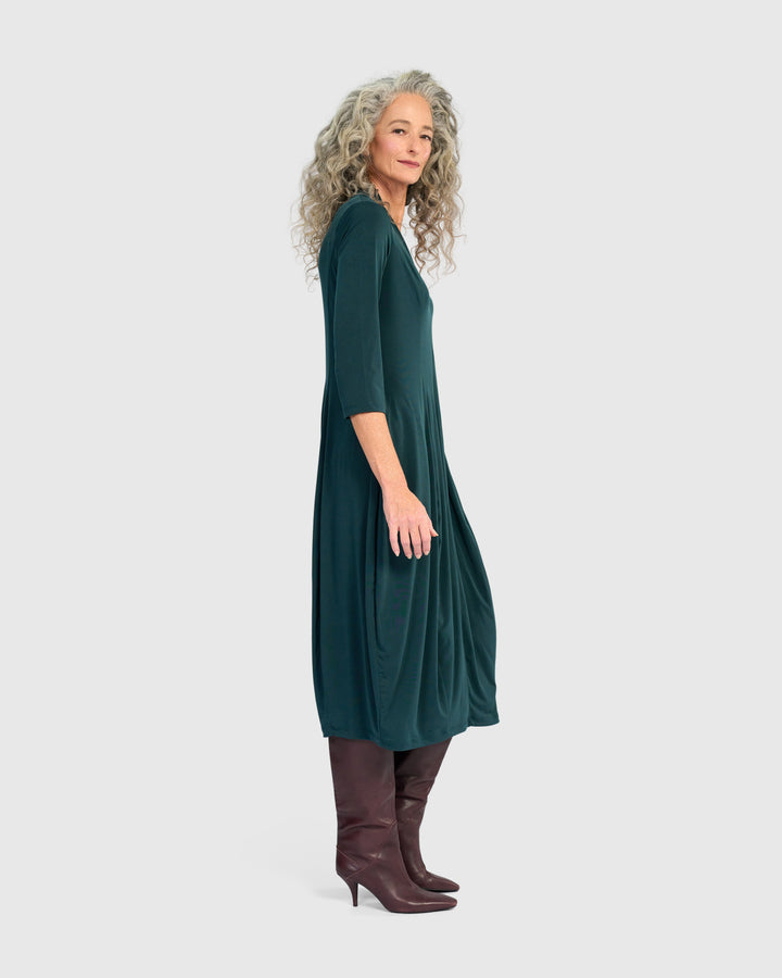 Essential 3/4 Sleeve Slinky Cocoon Dress, Teal