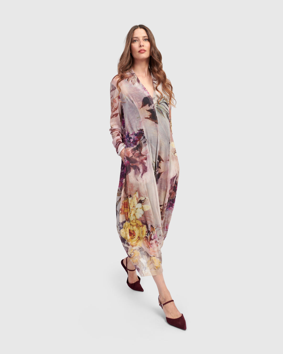 silk cocoon dress 4 Ply Silk Long Sleeve Cocoon Dress in Green by Tibi