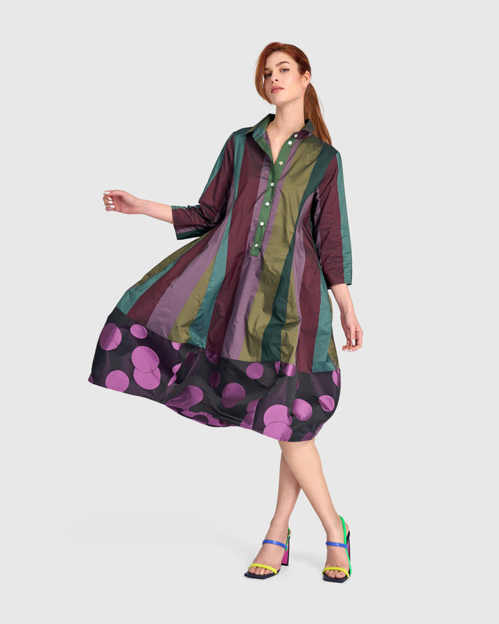 Lustrous Shirtdress, Jewel Mix
