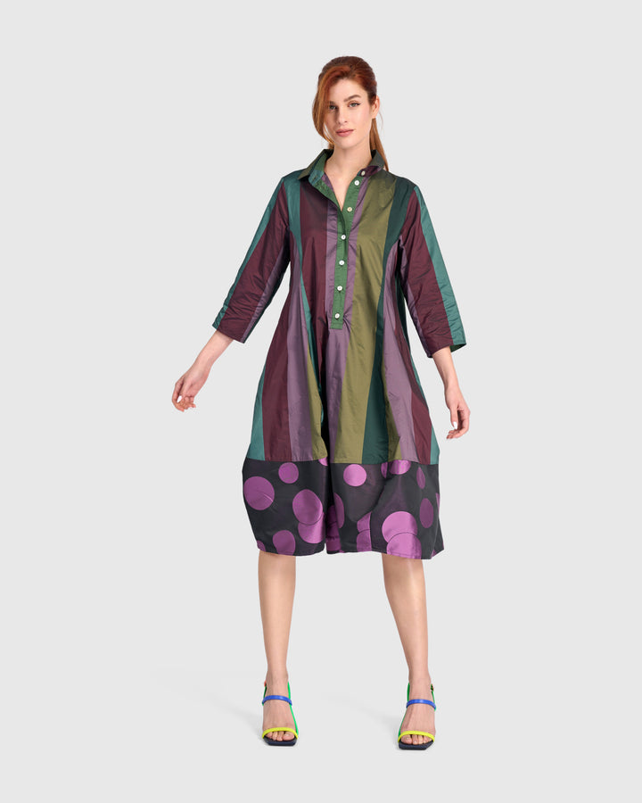 Lustrous Shirtdress, Jewel Mix